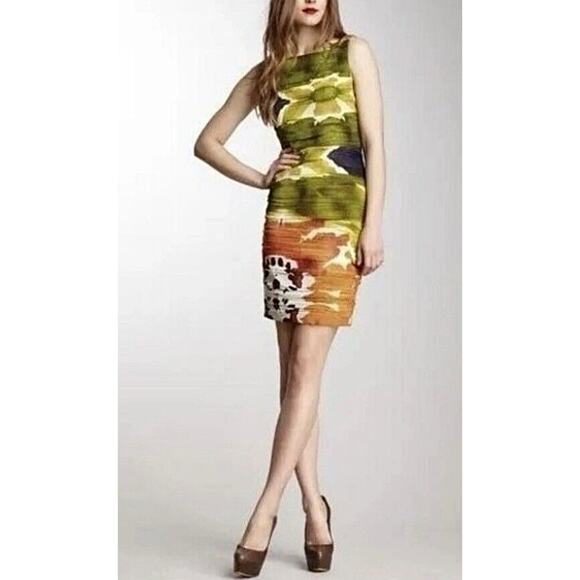 Alice + Olivia Valerie Silk Shift Dress Size 4 Multicolor Tie Dye Back Zip - Picture 2 of 9